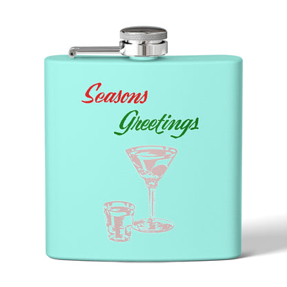 Season Greetings Holiday Stainless Steel Flask, 6oz