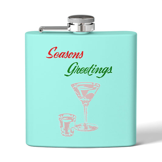 Season Greetings Holiday Stainless Steel Flask, 6oz