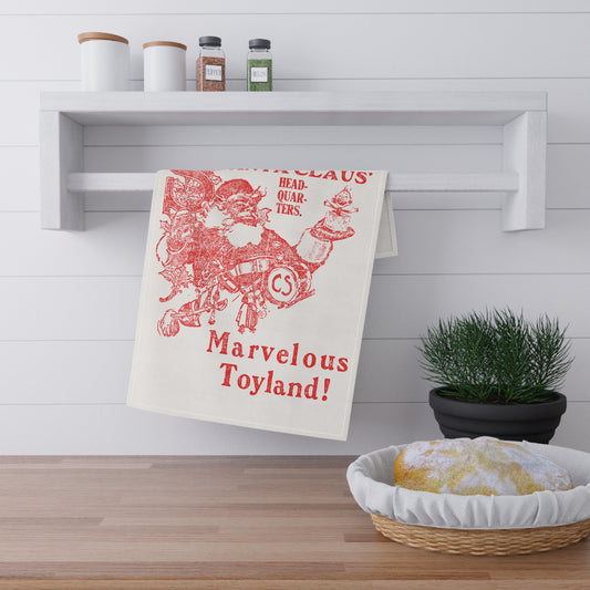 Santa Claus Marvelous Toyland Tea Pot Tea Towel (cotton, poly)