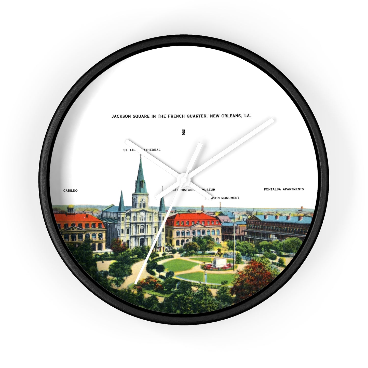 Jackson Square New Orleans Wall Clock — Vintage French Quarter Scenic Clock