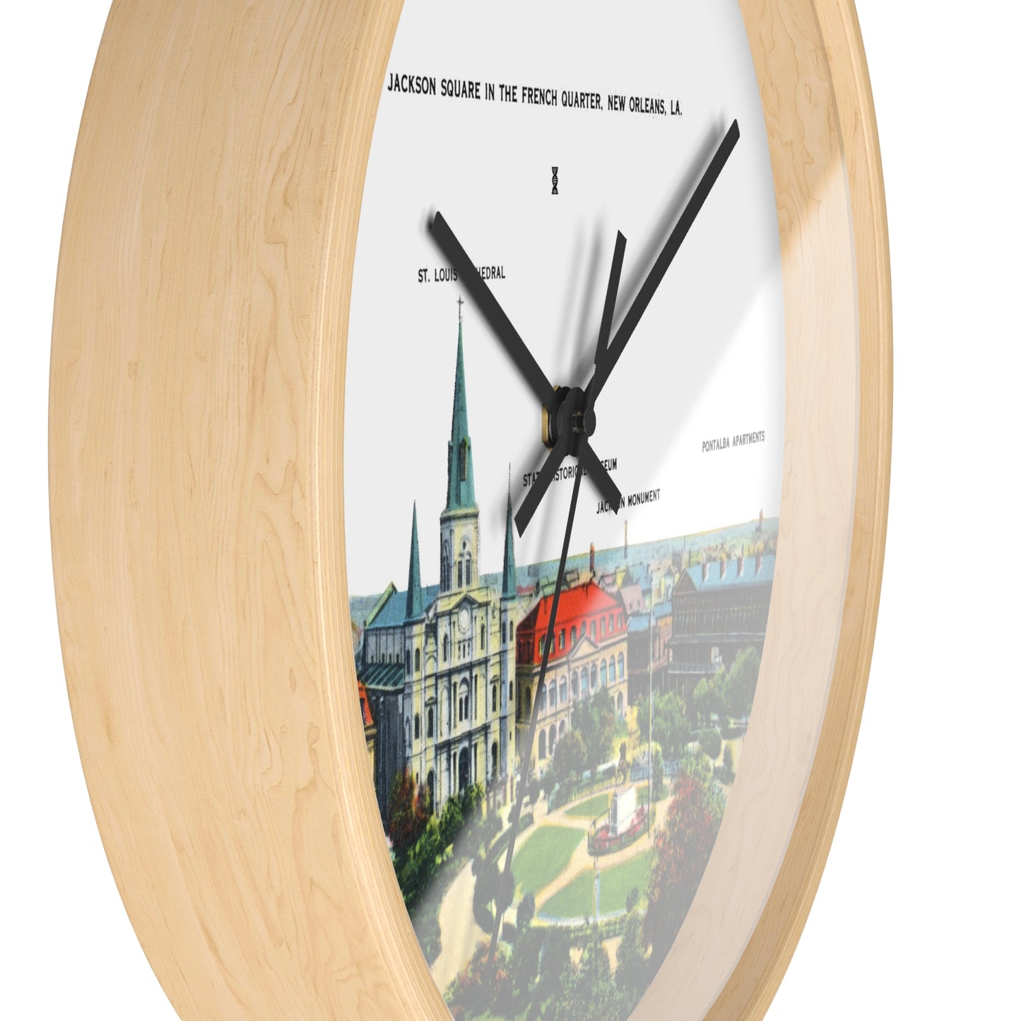 Jackson Square New Orleans Wall Clock — Vintage French Quarter Scenic Clock