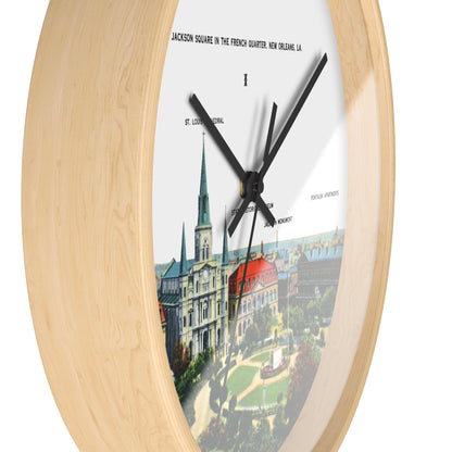 Jackson Square New Orleans Wall Clock — Vintage French Quarter Scenic Clock