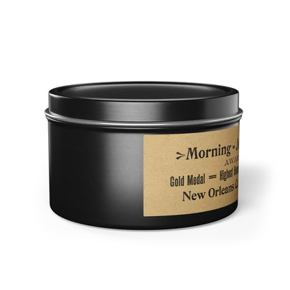 Morning Joy - coffee scented candle with vintage New Orleans newspaper art