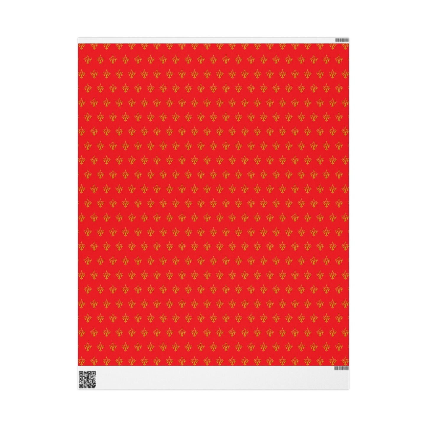 Festive Red & Gold Fluer-de-lis Pattern Holiday Gift Wrapping Paper