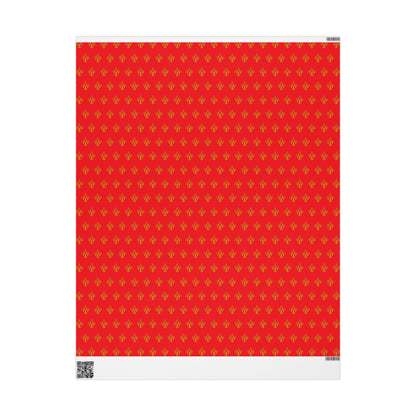 Festive Red & Gold Fluer-de-lis Pattern Holiday Gift Wrapping Paper