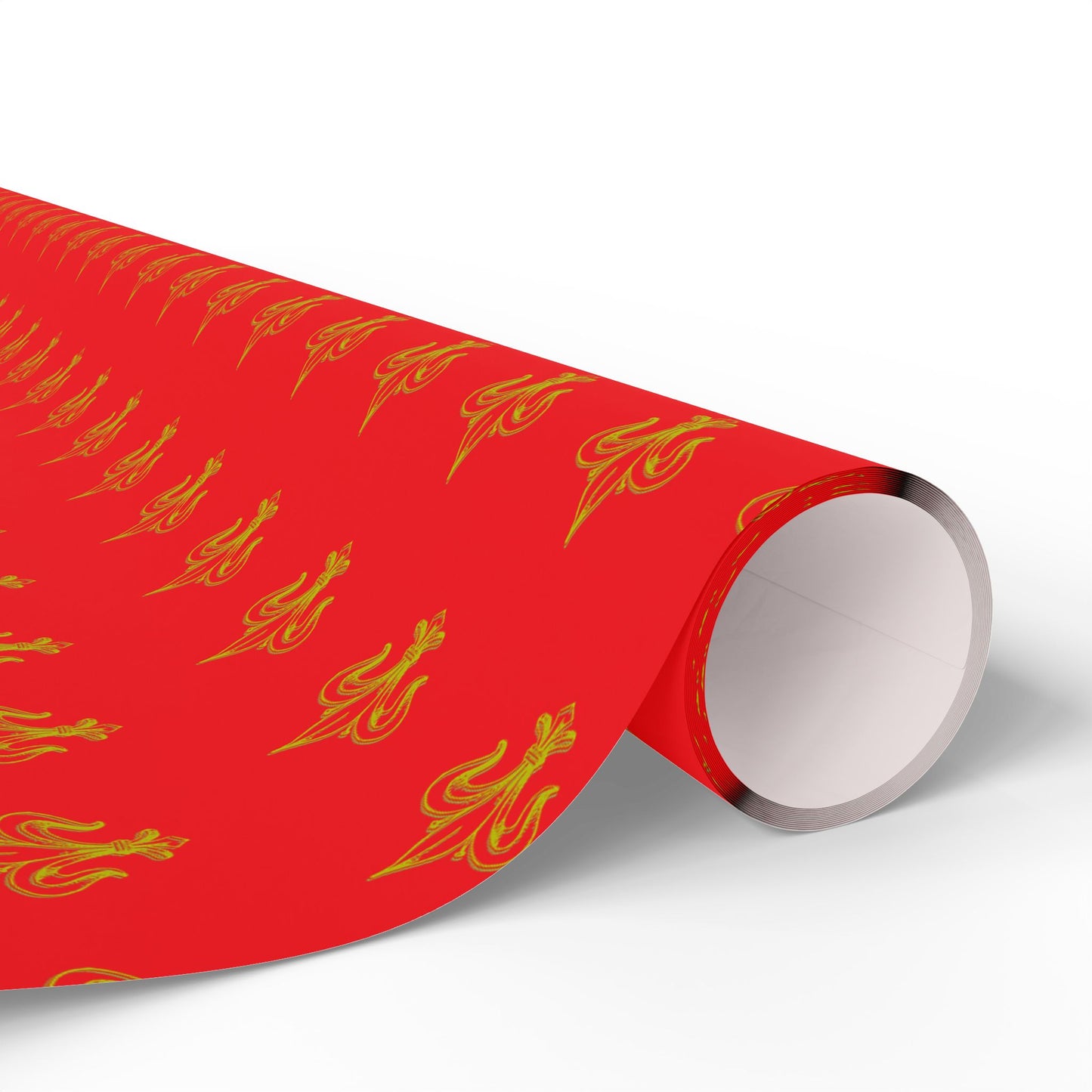 Festive Red & Gold Fluer-de-lis Pattern Holiday Gift Wrapping Paper