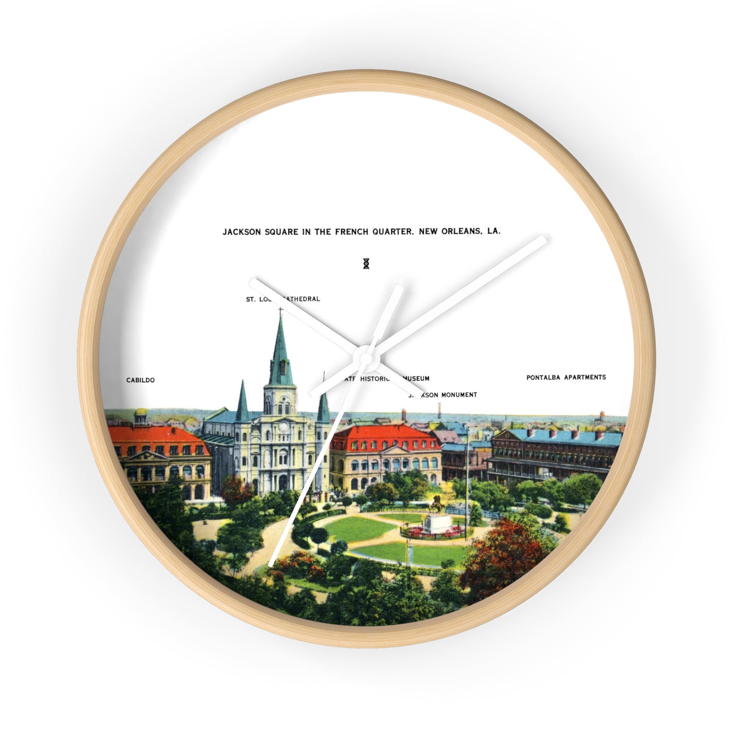 Jackson Square New Orleans Wall Clock — Vintage French Quarter Scenic Clock