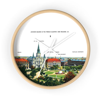 Jackson Square New Orleans Wall Clock — Vintage French Quarter Scenic Clock