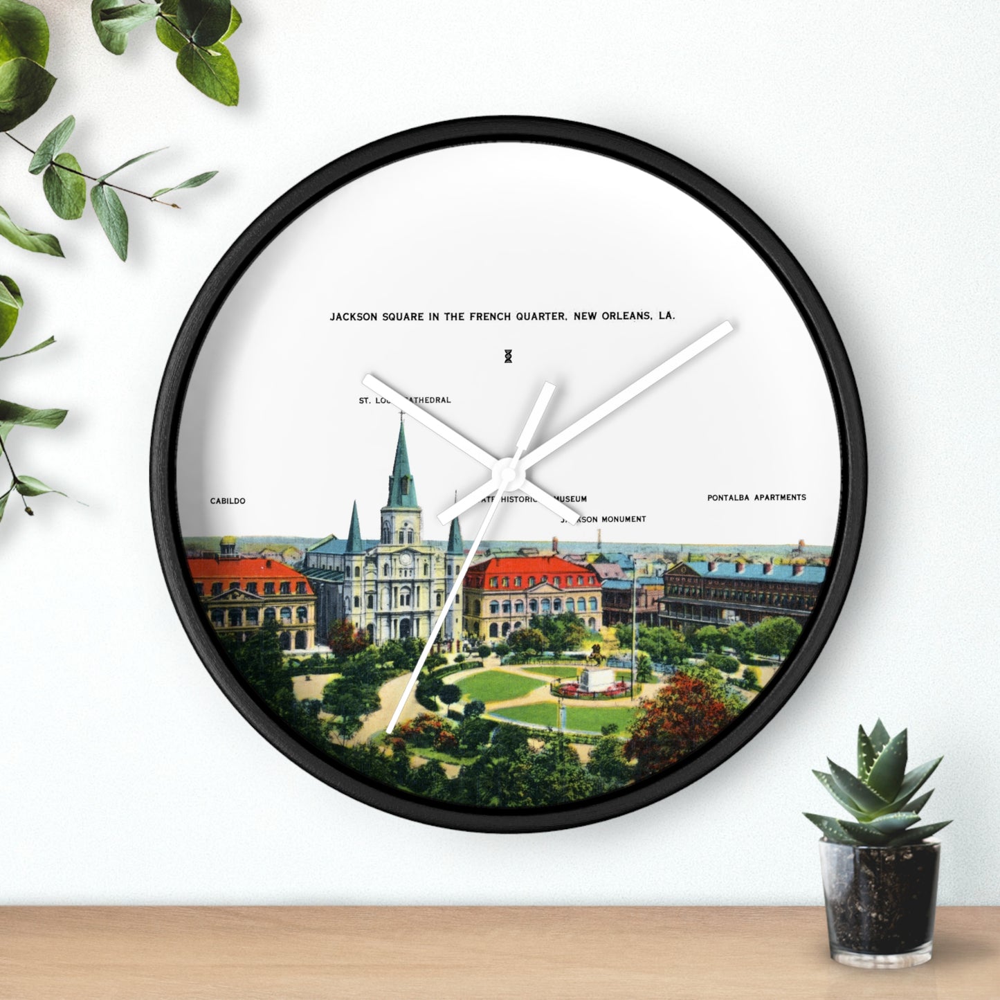 Jackson Square New Orleans Wall Clock — Vintage French Quarter Scenic Clock