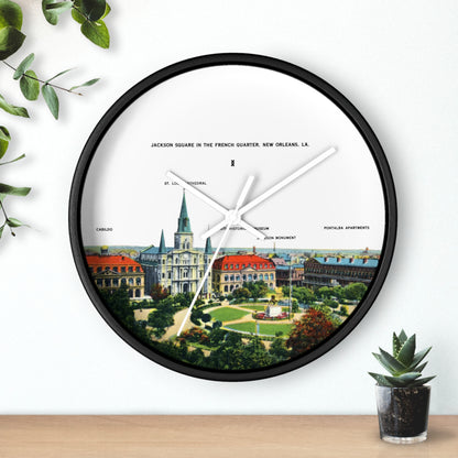 Jackson Square New Orleans Wall Clock — Vintage French Quarter Scenic Clock