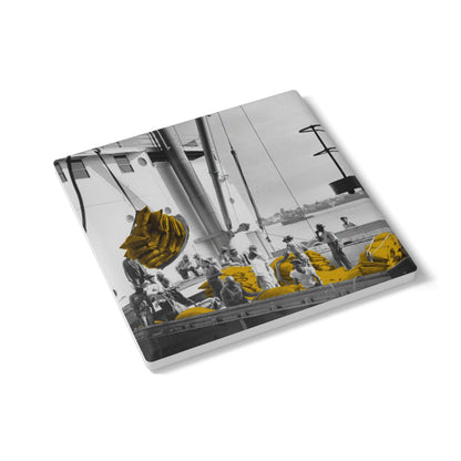 Ceramic Coaster with Vintage Photo - Coffee Shipment, New Orleans, 1953